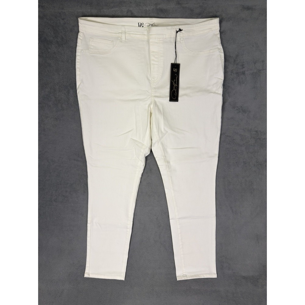 New DG2 Diane Gilman Jeans Womens 2XT Plus White Pull On High Rise Tapered
